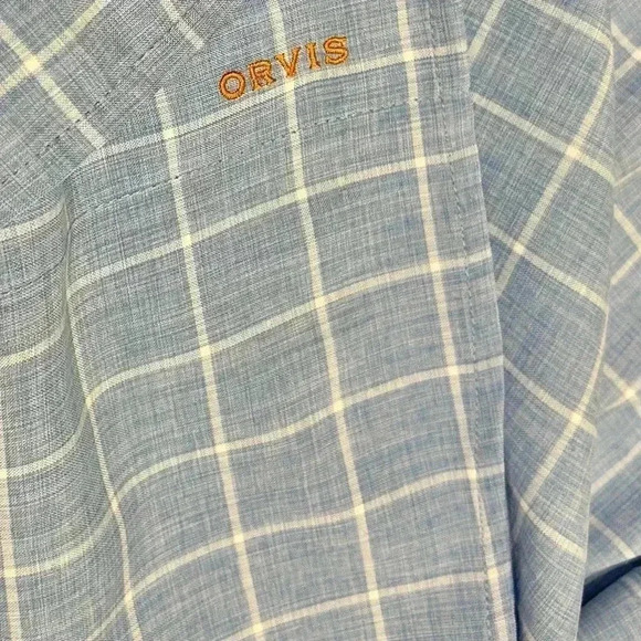 Orvis Light Blue Checkered Long Sleeve Button Up Collared Shirt Size M - Picture 9 of 9
